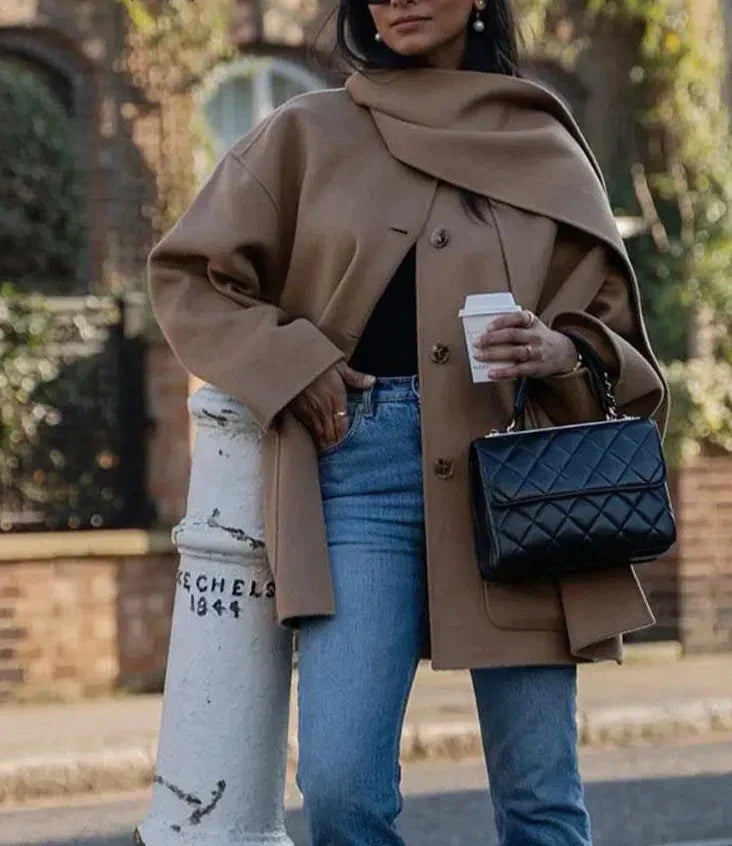 Mubilux | Veste couleur chameau avec écharpe
