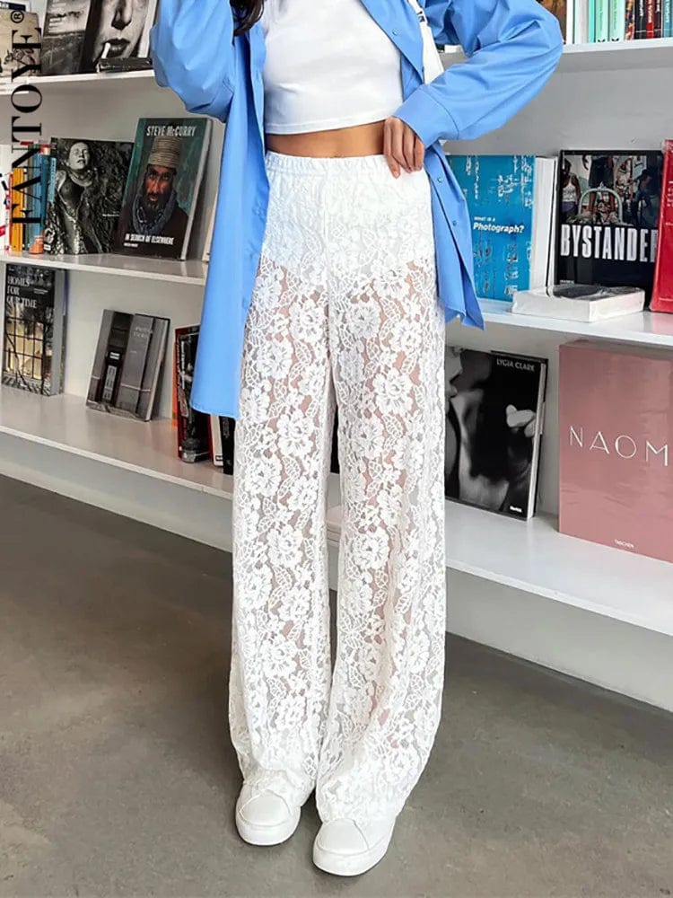 Mubilux Margot Kanten Broek - Elegante Witte & Zwarte Kanten Broek