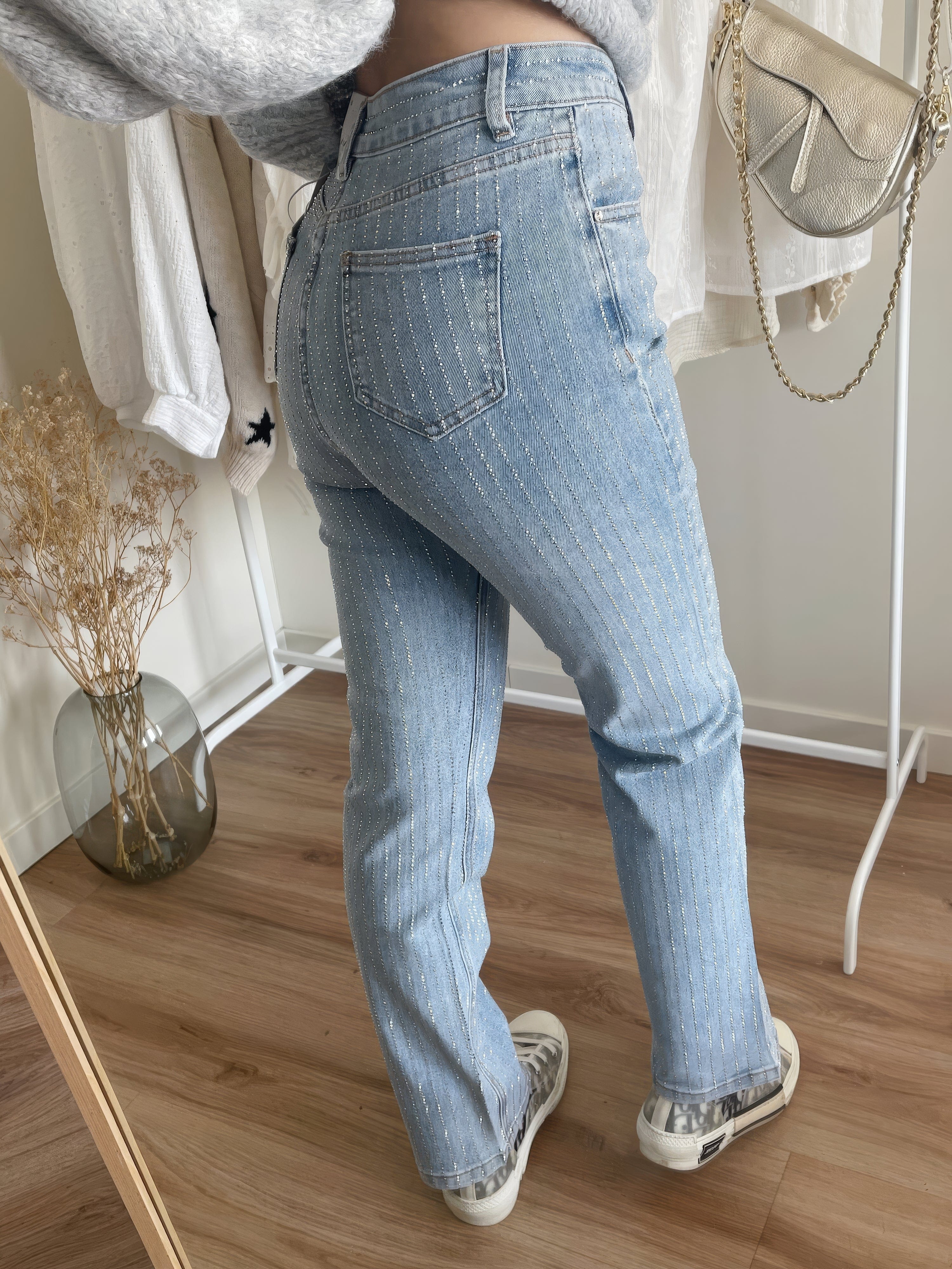 Mubilux GlamLux | Denim Sprankelbroek met glitter