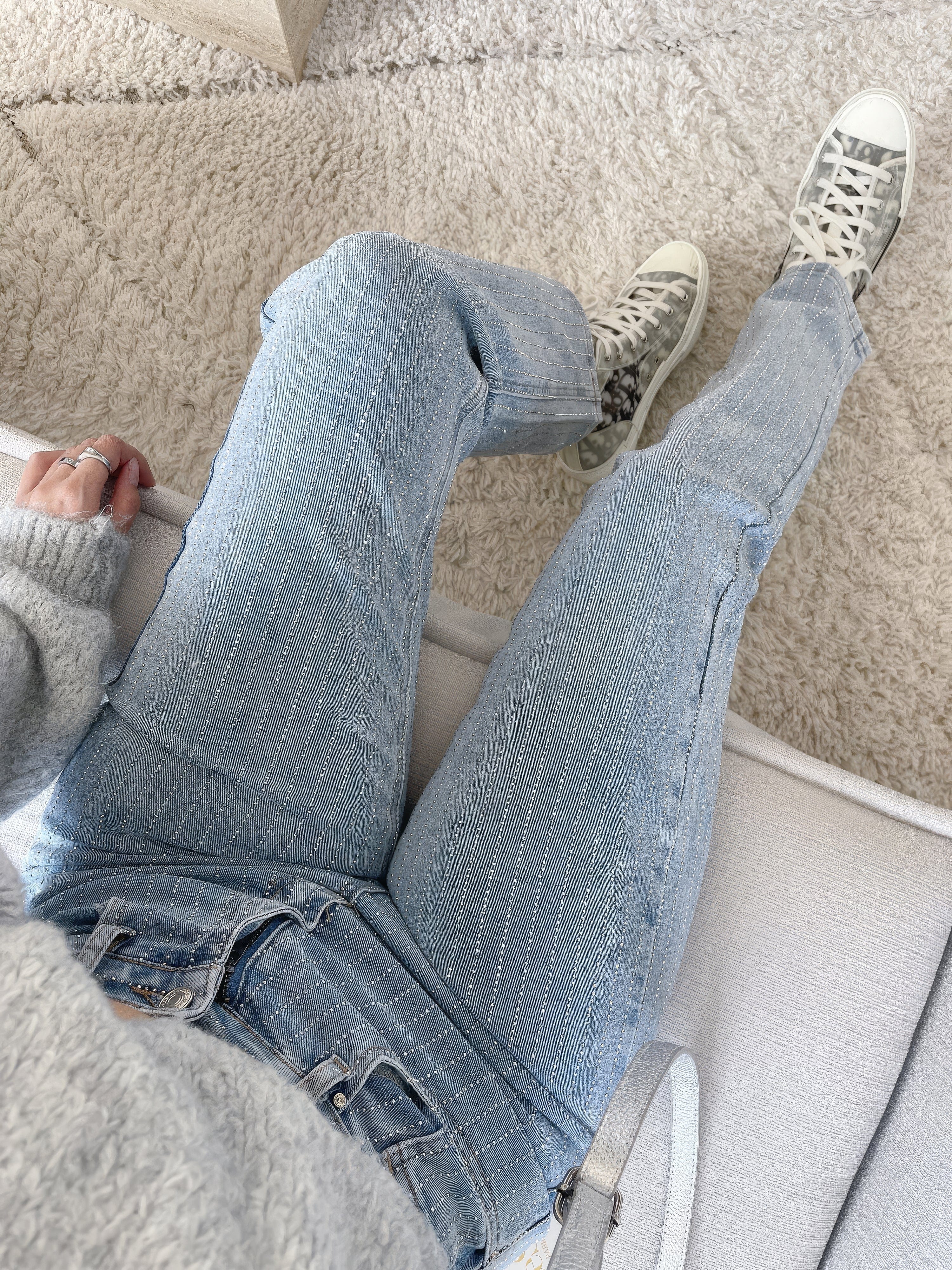 Mubilux GlamLux | Denim Sprankelbroek met glitter