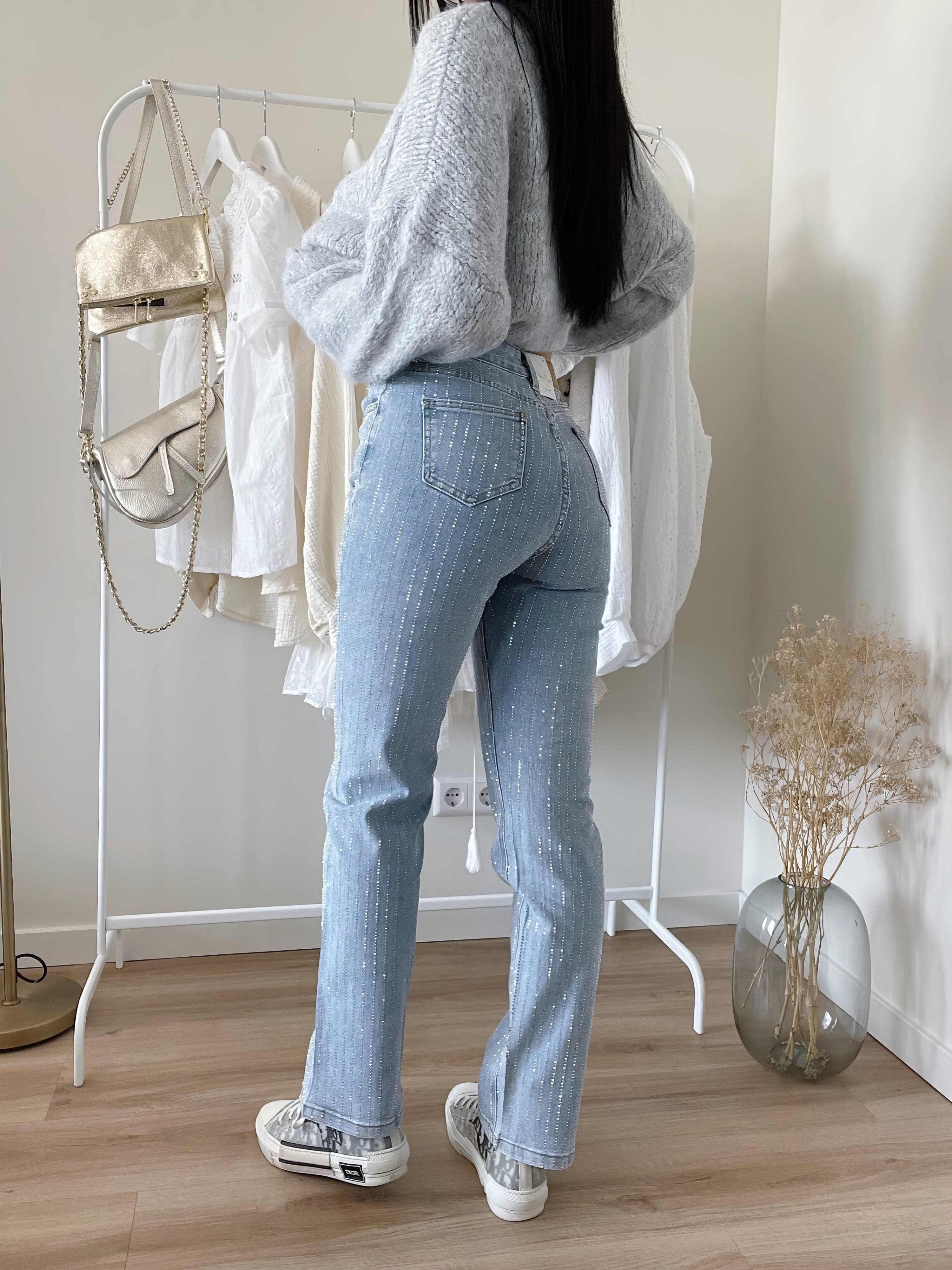 Mubilux GlamLux | Denim Sprankelbroek met glitter