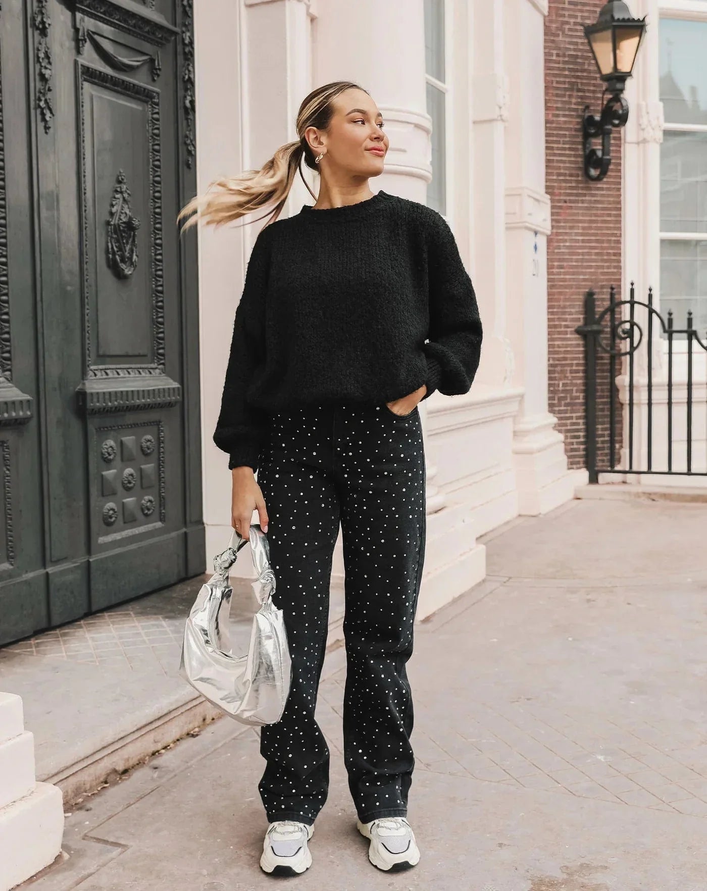 Mubilux GlamLux | Denim Sprankelbroek met glitter