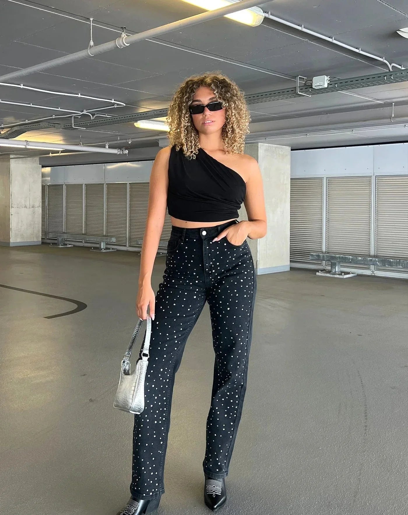 Mubilux GlamLux | Denim Sprankelbroek met glitter