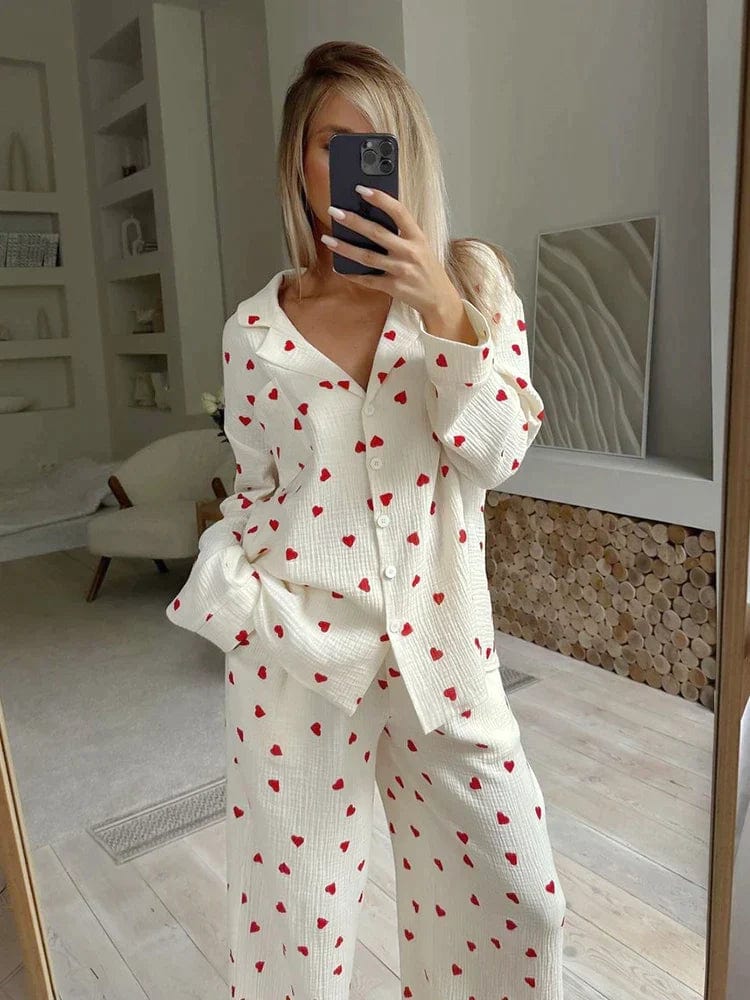 Lola – Zachte Hartjes Pyjama Set Van Ademend Katoen Voor Comfort