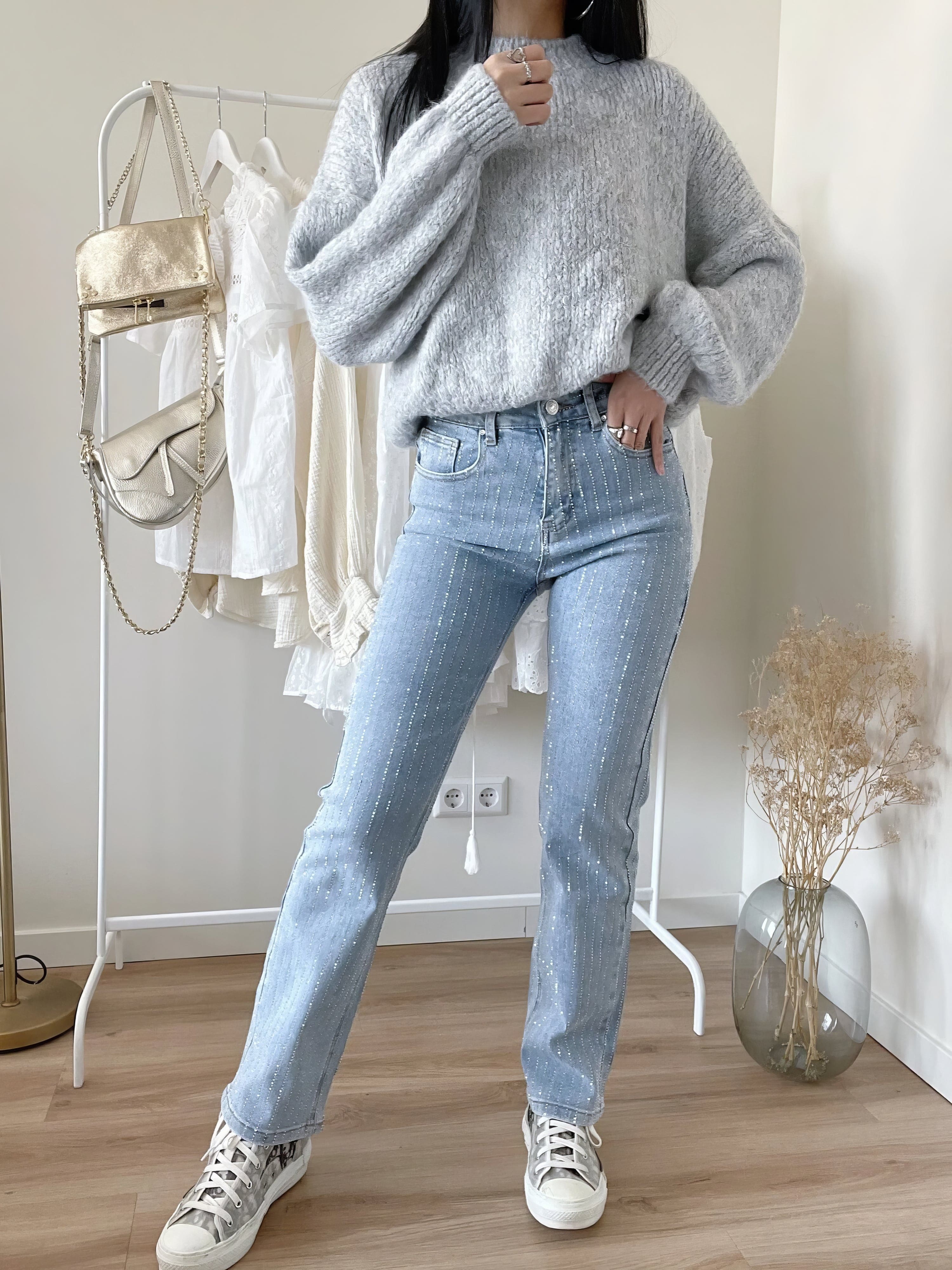 Mubilux GlamLux | Denim Sprankelbroek met glitter