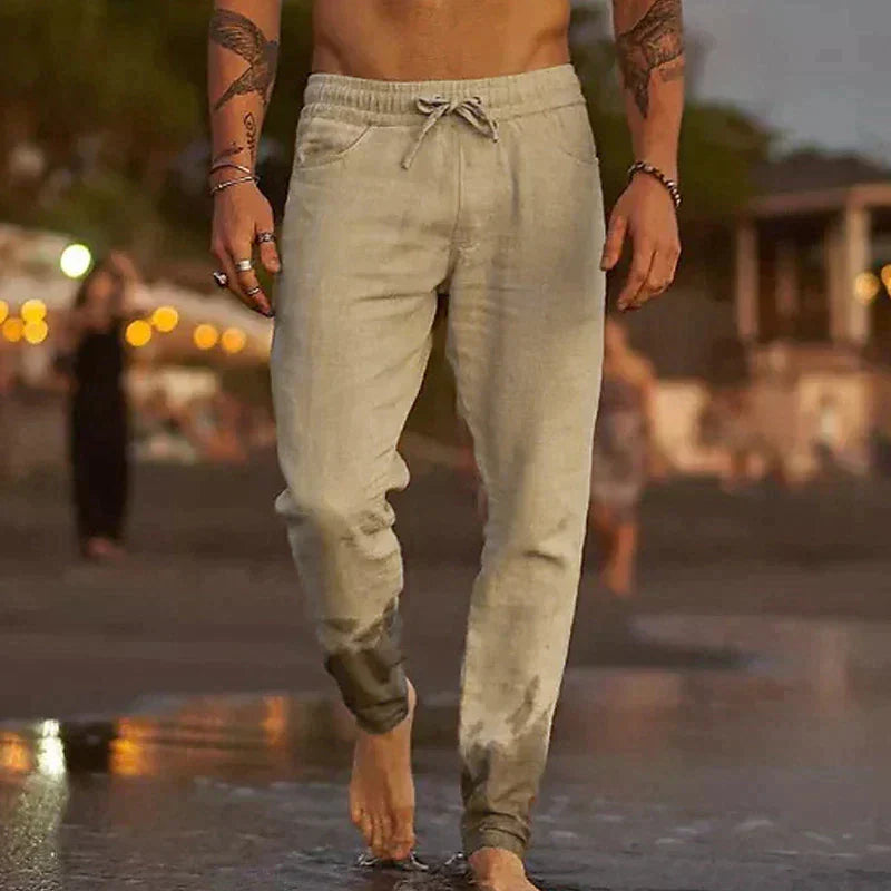 Mubilux – pantalons en lin décontractés pour hommes