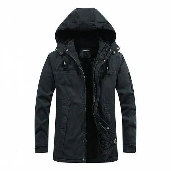 Mubilux Cosmia – Heren Winter Middellange Pluche Jas met Capuchon, Warm en Stijlvol