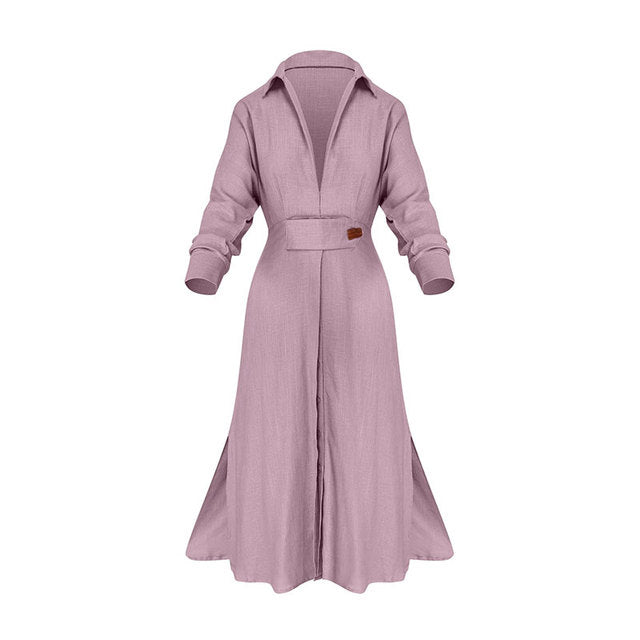 Leona – Elegante jurk met knoopsluiting voor elke gelegenheid Korte beschrijving: